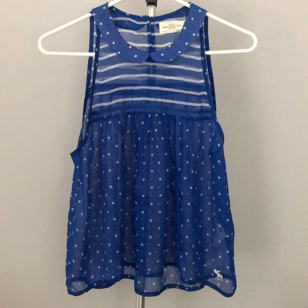 Abercrombie & Fitch Sheer Flowing Blue Sleeveless Blouse Tank Sz Extra Small XS